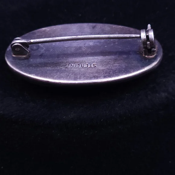 vintage sterling silver blue glass star brooch pin. - Picture 3 of 6